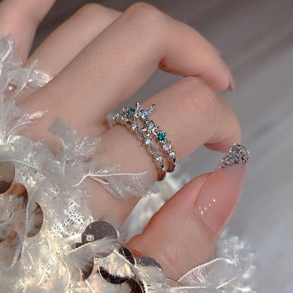 Butterfly Rhinestone Layered Ring SpreePicky