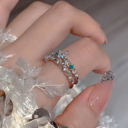 Butterfly Rhinestone Layered Ring SpreePicky