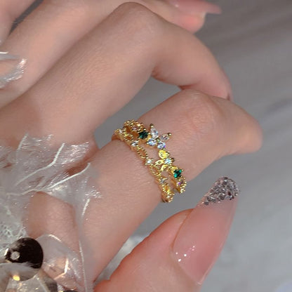 Butterfly Rhinestone Layered Ring SpreePicky