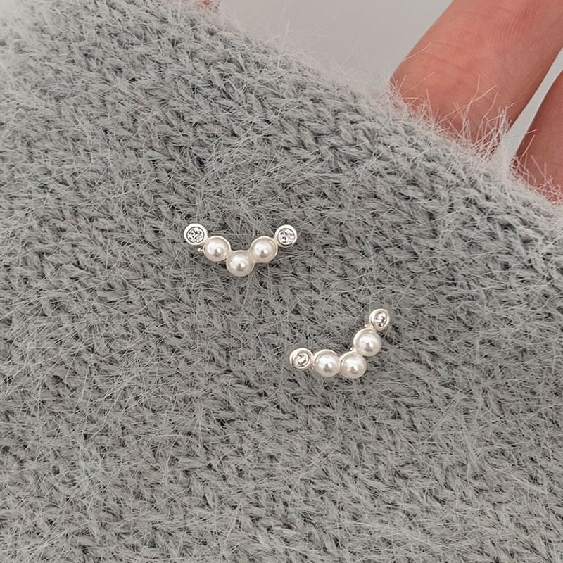 Rhinestone Faux Pearl Ear Stud SpreePicky