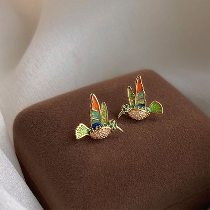 Bird Rhinestone Ear Stud SpreePicky