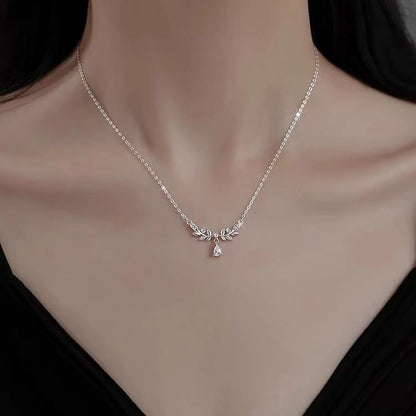 925 Sterling Silver Rhinestone Wheat Necklace SpreePicky