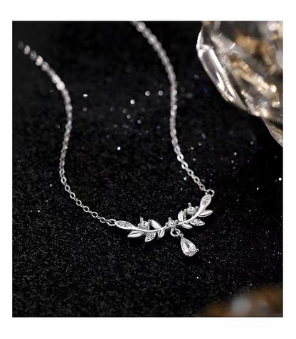 925 Sterling Silver Rhinestone Wheat Necklace SpreePicky