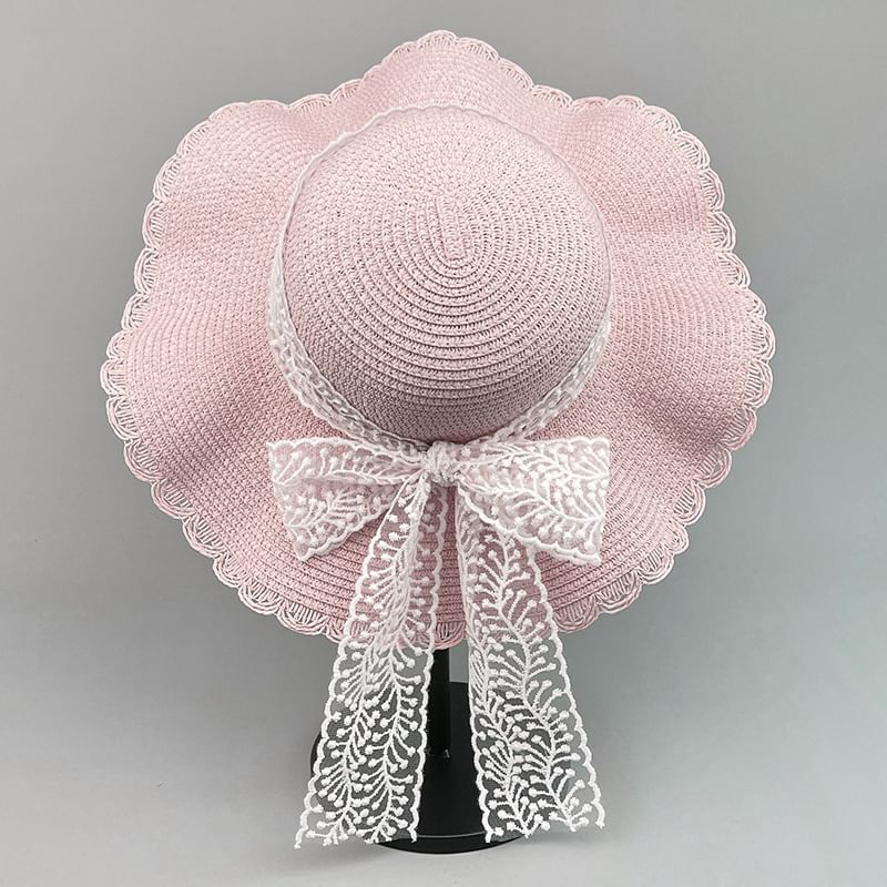 Lace Bow Straw Hat SpreePicky