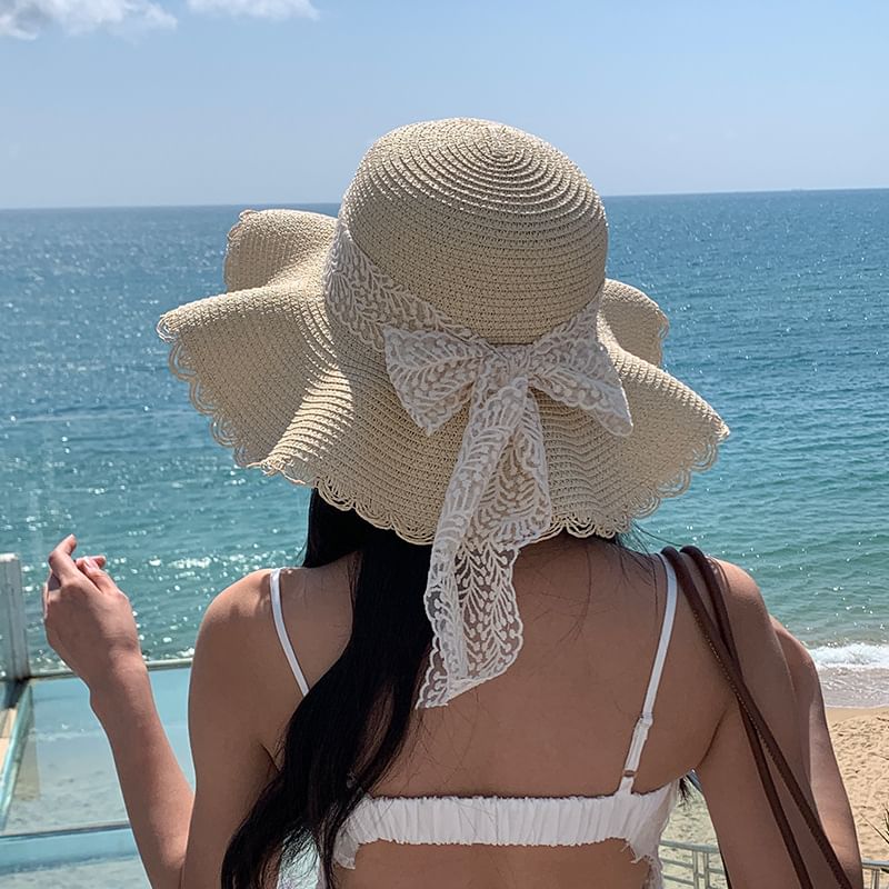 Lace Bow Straw Hat SpreePicky