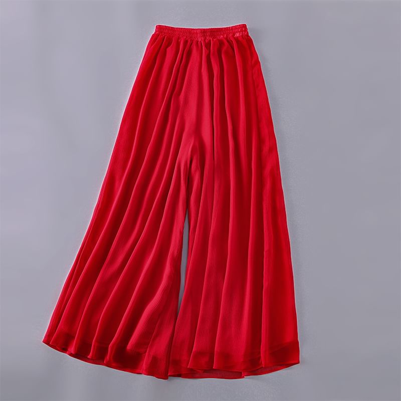 Elastic Waist Plain Culottes SpreePicky