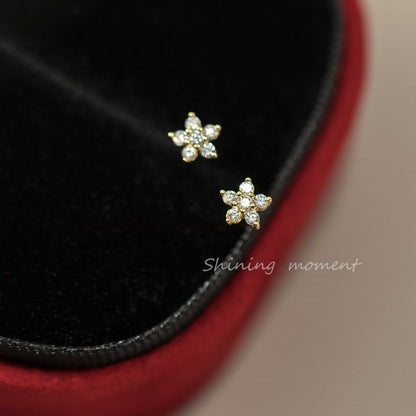 Floral Rhinestone S925 Sterling Silver Stud Earring SpreePicky