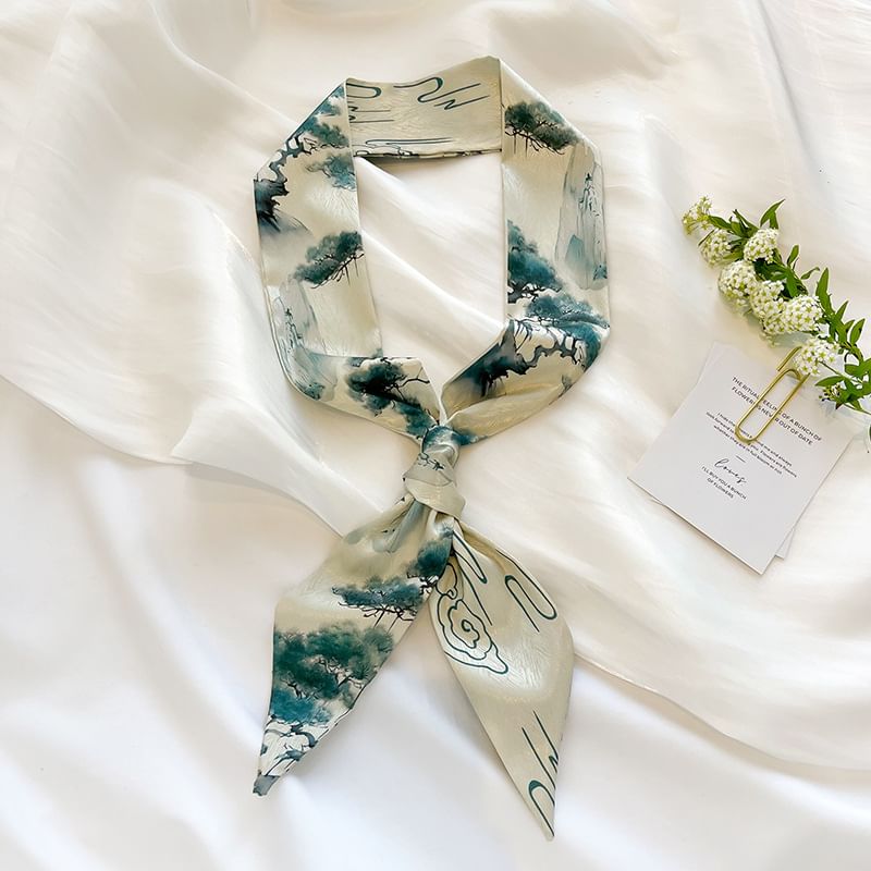 Floral Narrow Scarf Hair Tie SpreePicky