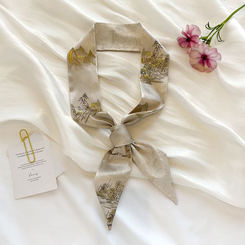 Floral Narrow Scarf Hair Tie SpreePicky