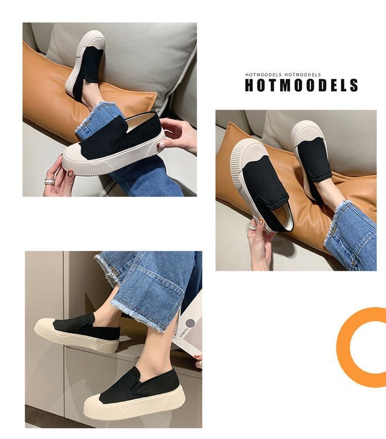 Canvas Colorblock Platform Slip-Ons SpreePicky