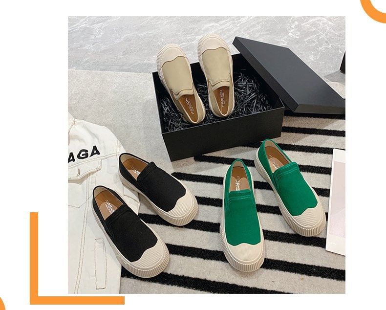 Canvas Colorblock Platform Slip-Ons SpreePicky