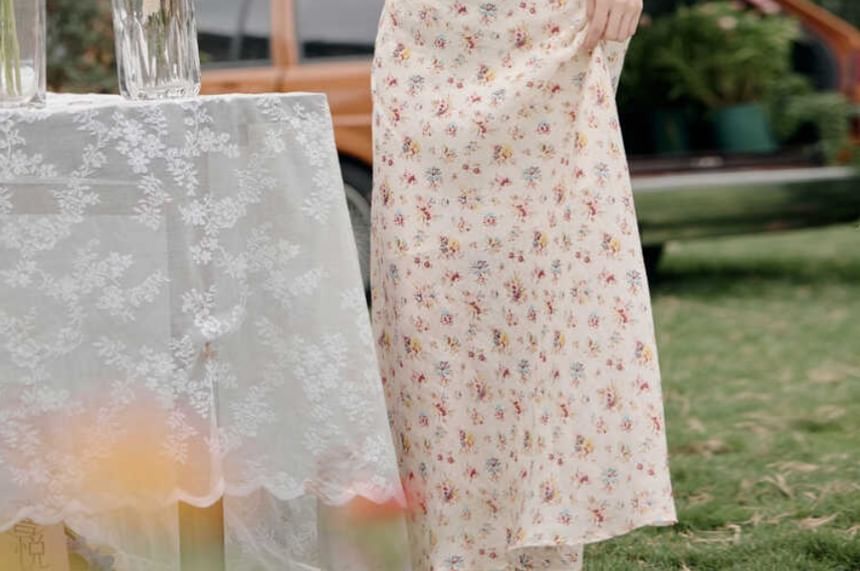 Plain Cardigan / Spaghetti Strap Floral Maxi Sundress / Set SpreePicky