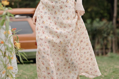 Plain Cardigan / Spaghetti Strap Floral Maxi Sundress / Set SpreePicky