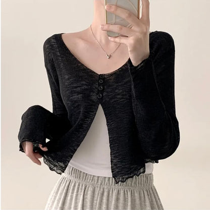 Scoop Neck Plain Cardigan SpreePicky