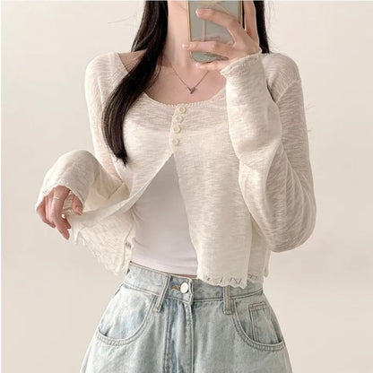 Scoop Neck Plain Cardigan SpreePicky