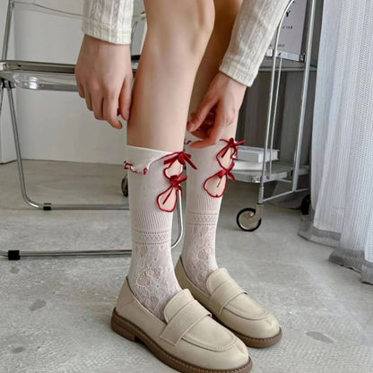 Ribbon Cutout Lace Socks SpreePicky