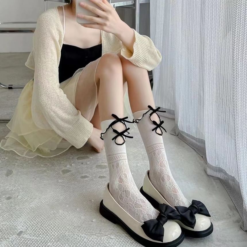 Ribbon Cutout Lace Socks SpreePicky