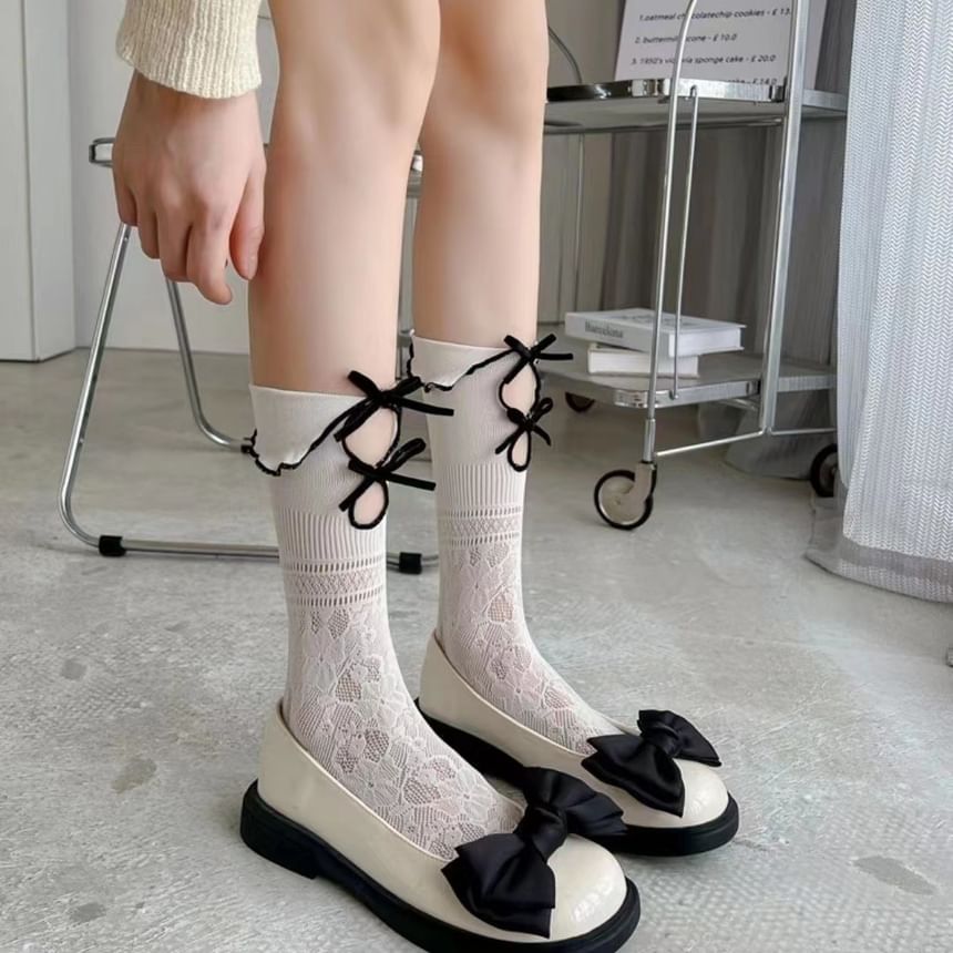 Ribbon Cutout Lace Socks SpreePicky