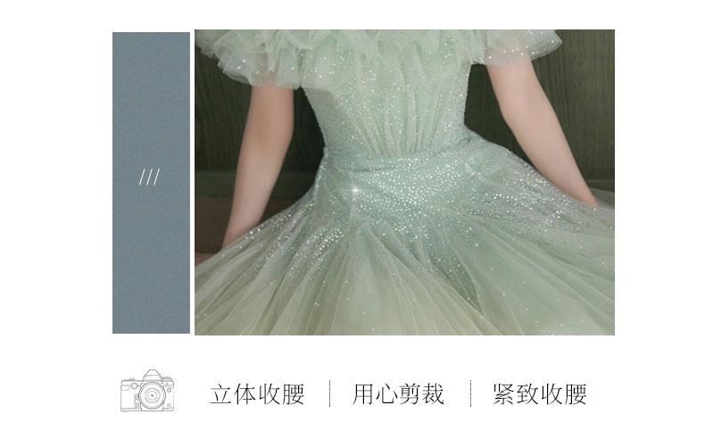 Off Shoulder Ruffle Trim A-Line Evening Gown FashionChic