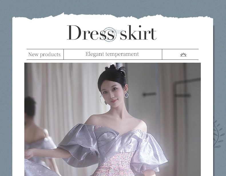 Off-Shoulder Sequin Mermaid Evening Gown FashionChic