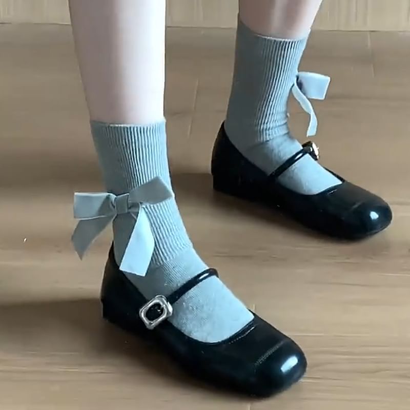 Bow Accent Plain Socks / Set SpreePicky