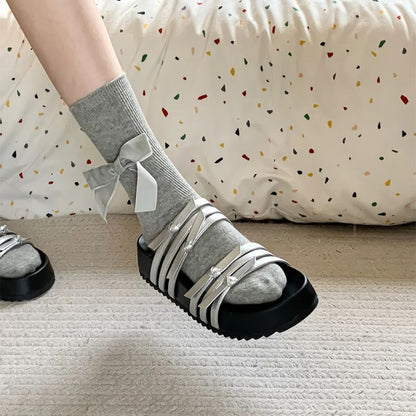 Bow Accent Plain Socks / Set SpreePicky