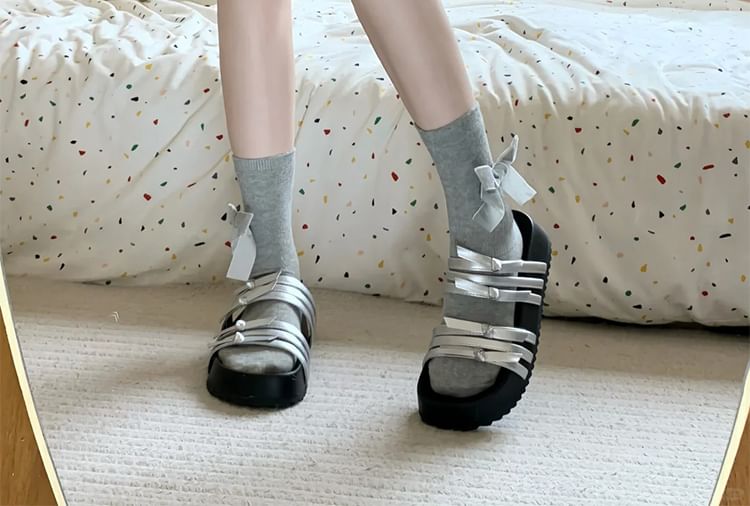 Bow Accent Plain Socks / Set SpreePicky