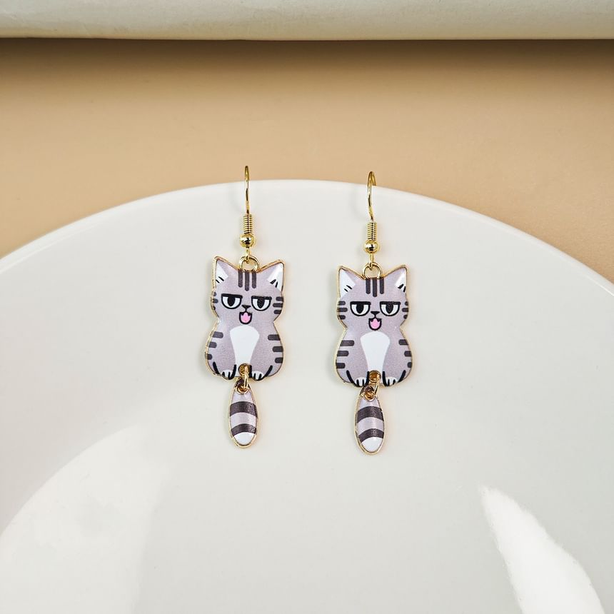 Cat Alloy Drop Earring SpreePicky