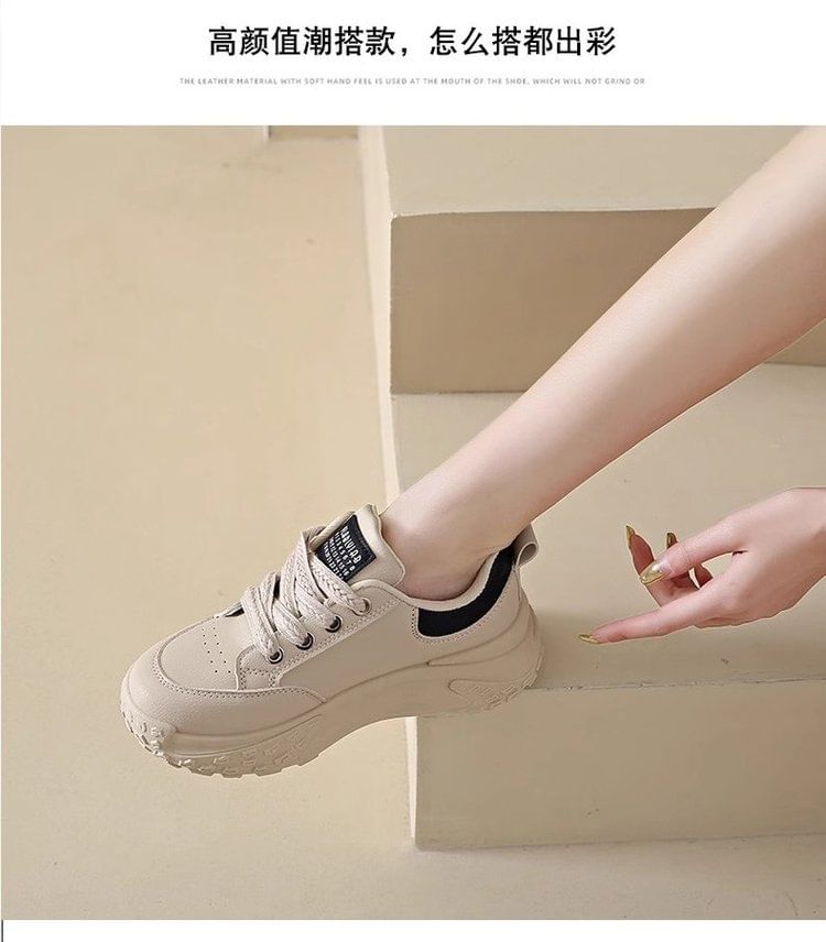 Lettering Lace-Up Platform Sneakers mySite