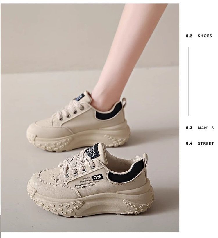 Lettering Lace-Up Platform Sneakers mySite