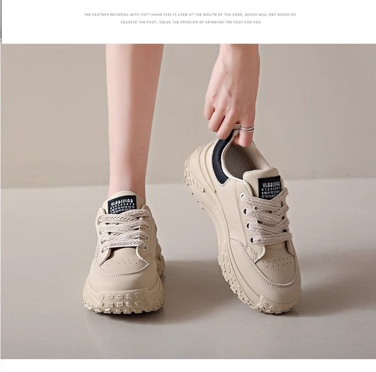 Lettering Lace-Up Platform Sneakers mySite