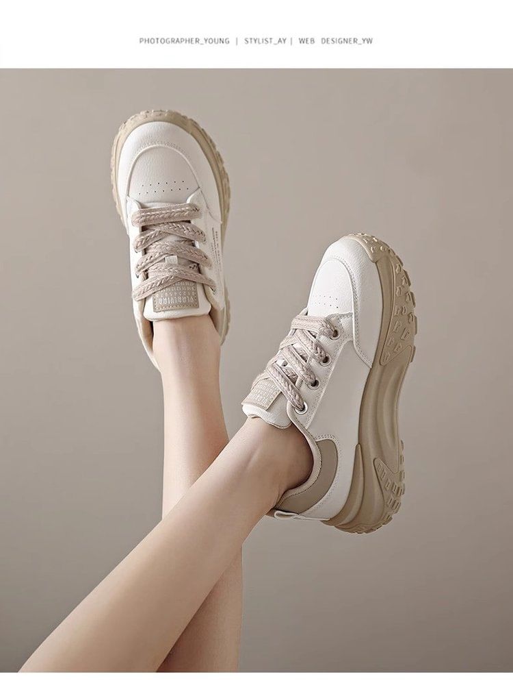 Lettering Lace-Up Platform Sneakers mySite