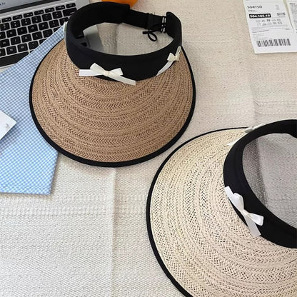 Ribbon Piped Straw Sun Hat SpreePicky