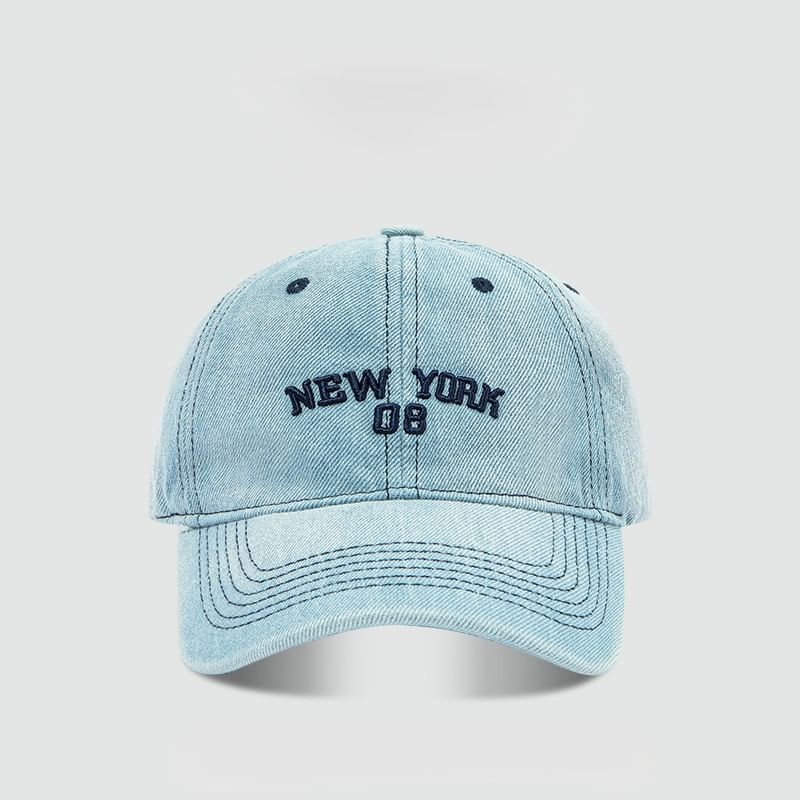 Lettering Embroidered Denim Baseball Cap SpreePicky