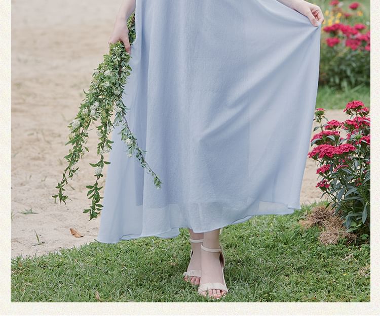 Halter Plain Maxi Sundress / Belt / Cardigan / Set SpreePicky