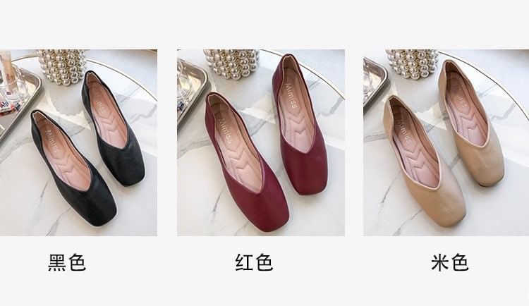 Square-Toe Plain Flats SpreePicky