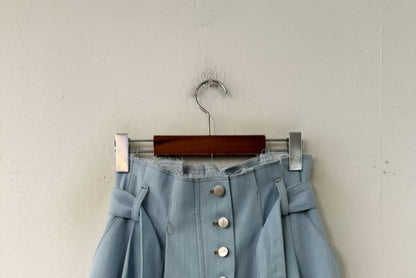 High Rise Washed Denim Mini A-Line Skirt mySite