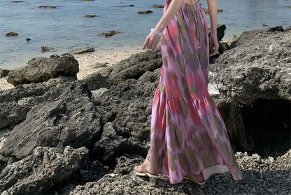 Spaghetti Strap Tie Dye Open Back Maxi A mySite