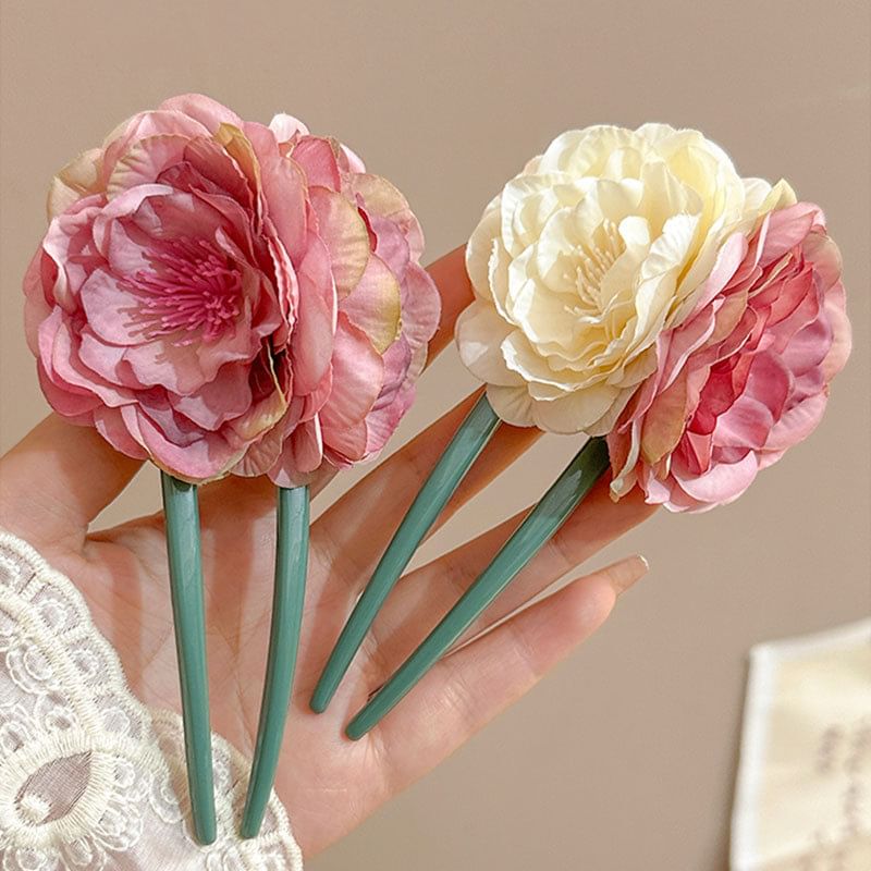 Floral U Shape Hair Stick SpreePicky