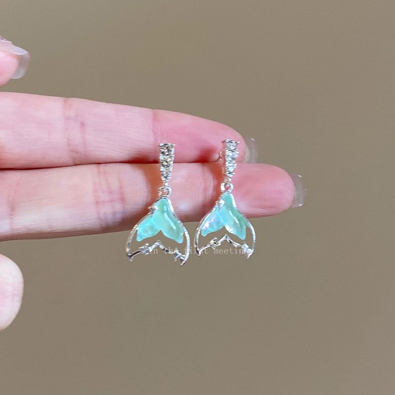 Mermaid Tail Rhinestone Drop Earring SpreePicky