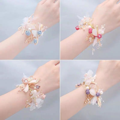 Floral Butterfly Faux Pearl Wrist Corsage SpreePicky