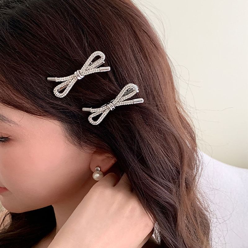 Rhinestone Bow Hair Clip SpreePicky