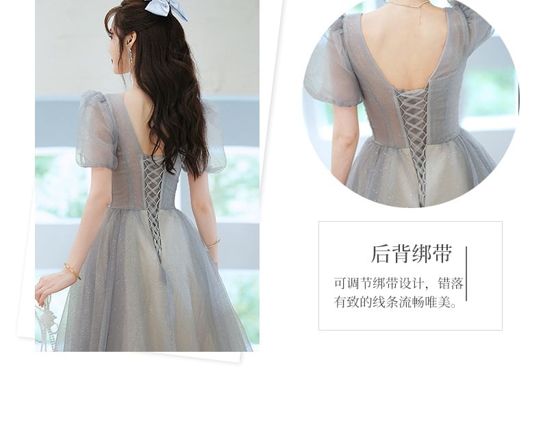 (Various Gown Designs) Evening V-Neck A-Line Short-Sleeve Glitter FashionChic