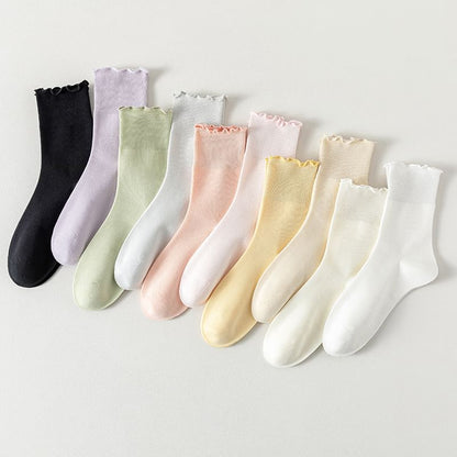 Plain Lettuce Edge Socks Set SpreePicky