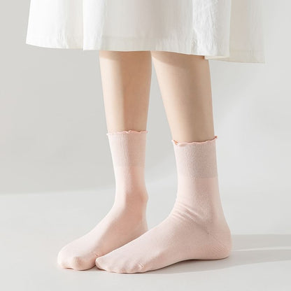 Plain Lettuce Edge Socks Set SpreePicky