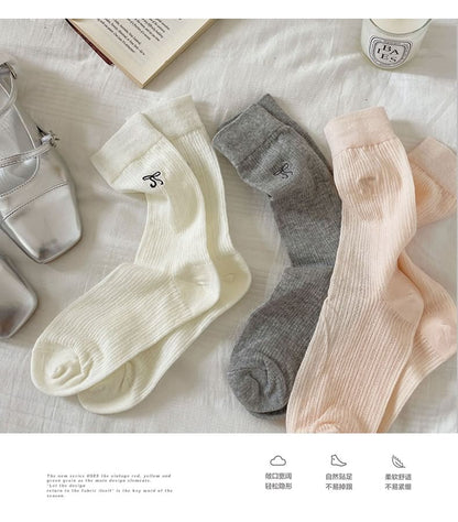 Bow Embroidered Socks Set SpreePicky