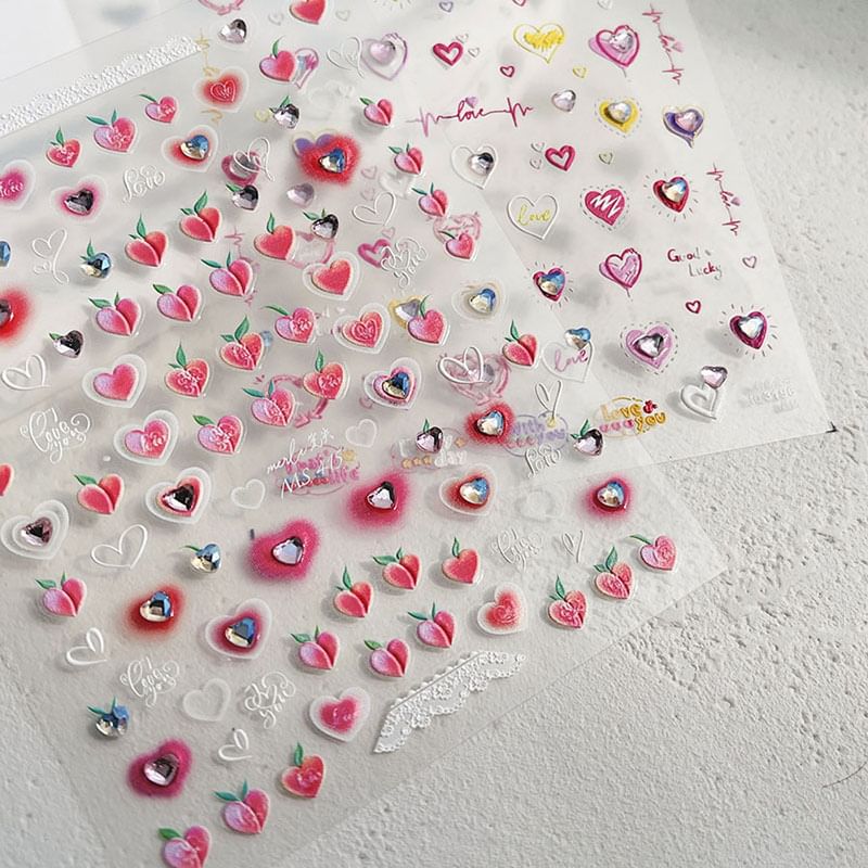 Peach / Heart / Fruit Nail Art Stickers SpreePicky