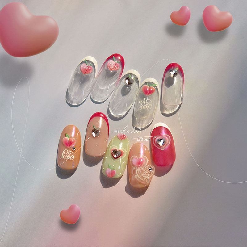 Peach / Heart / Fruit Nail Art Stickers SpreePicky