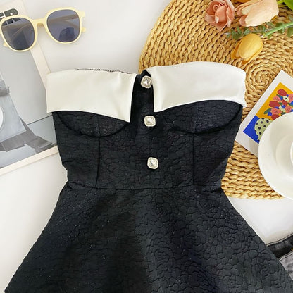 Two Tone Peplum Tube Top mySite