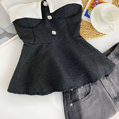 Two Tone Peplum Tube Top mySite